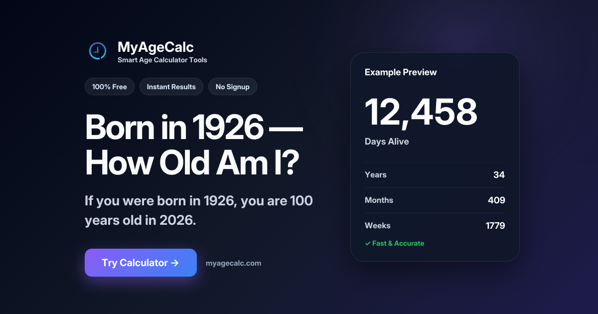 How Old Am I If I Was Born in 1926? (Age in 2026)